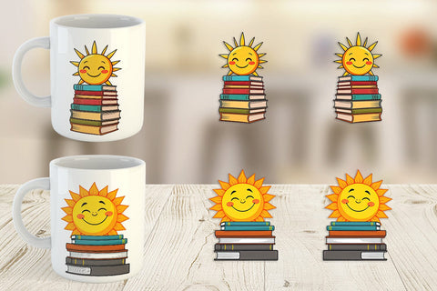 Mug Wrap Sun with Books Sublimation artnoy 