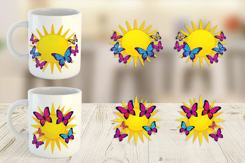 Mug Wrap Sun with Butterfly Sublimation artnoy 