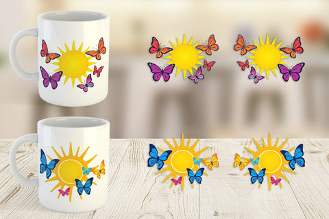 Mug Wrap Sun with Butterfly Sublimation artnoy 