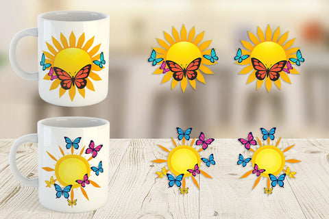 Mug Wrap Sun with Butterfly Sublimation artnoy 
