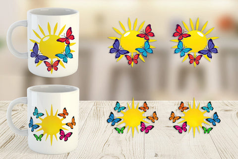 Mug Wrap Sun with Butterfly Sublimation artnoy 