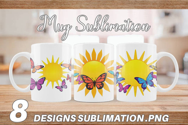 Mug Wrap Sun with Butterfly Sublimation artnoy 