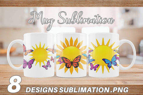 Mug Wrap Sun with Butterfly Sublimation artnoy 