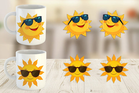 Mug Wrap Sun with Sunglasses Sublimation artnoy 
