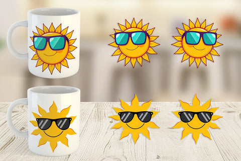 Mug Wrap Sun with Sunglasses Sublimation artnoy 