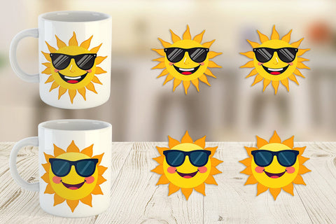 Mug Wrap Sun with Sunglasses Sublimation artnoy 