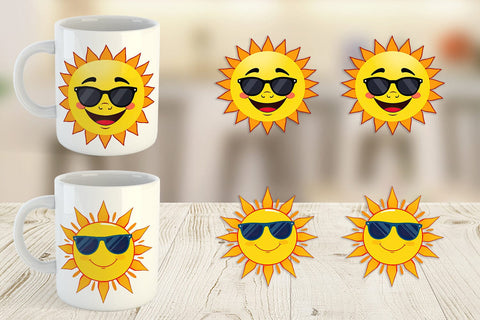 Mug Wrap Sun with Sunglasses Sublimation artnoy 