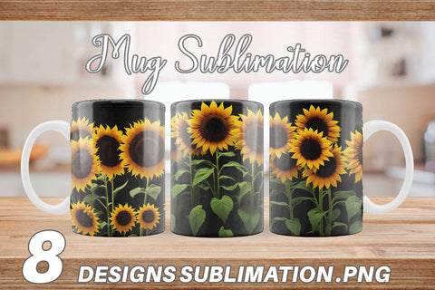 Mug Wrap Sunflowers Dark Sublimation artnoy 