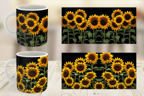 Mug Wrap Sunflowers Dark Sublimation artnoy 
