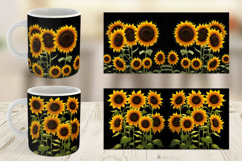 Mug Wrap Sunflowers Dark Sublimation artnoy 