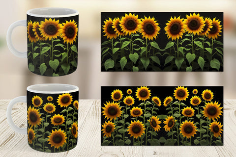 Mug Wrap Sunflowers Dark Sublimation artnoy 