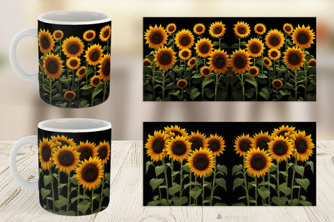 Mug Wrap Sunflowers Dark Sublimation artnoy 