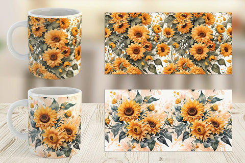 Mug Wrap Sunflowers Pattern Sublimation artnoy 
