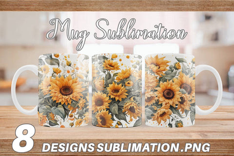 Mug Wrap Sunflowers Pattern Sublimation artnoy 