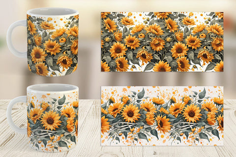 Mug Wrap Sunflowers Pattern Sublimation artnoy 