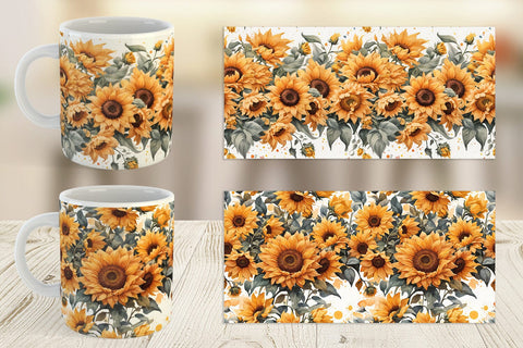 Mug Wrap Sunflowers Pattern Sublimation artnoy 