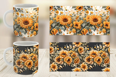 Mug Wrap Sunflowers Pattern Sublimation artnoy 
