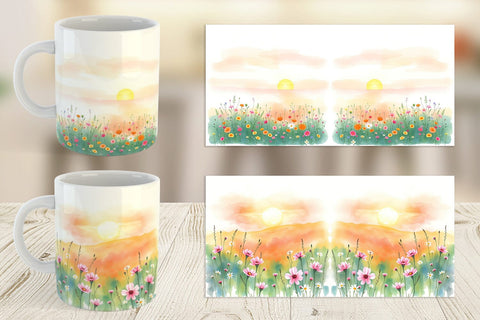 Mug Wrap Sunrise Meadow Sublimation artnoy 
