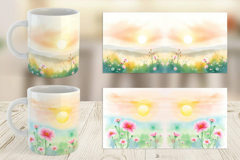 Mug Wrap Sunrise Meadow Sublimation artnoy 