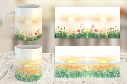 Mug Wrap Sunrise Meadow Sublimation artnoy 