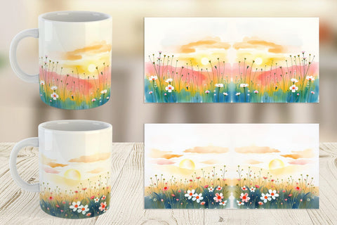 Mug Wrap Sunrise Meadow Sublimation artnoy 