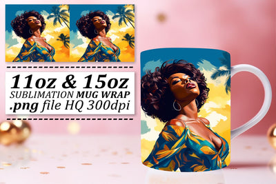 Mug Wrap Sunset Afro Beauty 15oz 11oz Sublimation afrosvg 