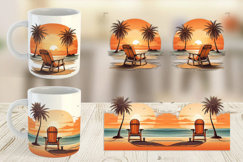 Mug Wrap Sunset Beach Chair Sublimation artnoy 