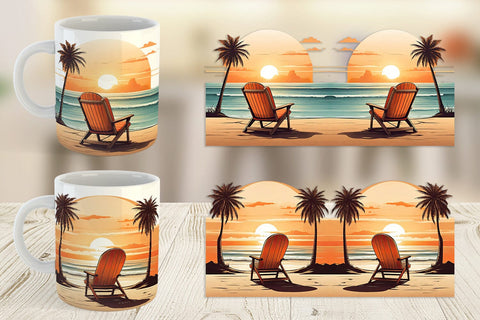 Mug Wrap Sunset Beach Chair Sublimation artnoy 