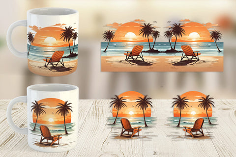 Mug Wrap Sunset Beach Chair Sublimation artnoy 