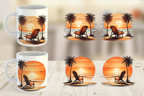 Mug Wrap Sunset Beach Chair Sublimation artnoy 