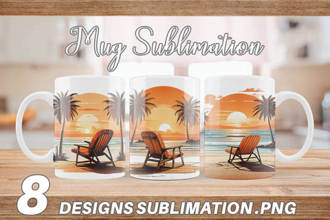 Mug Wrap Sunset Beach Chair Sublimation artnoy 