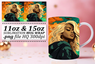 Mug Wrap Sunset Beauty Afro 11oz 15oz Sublimation afrosvg 