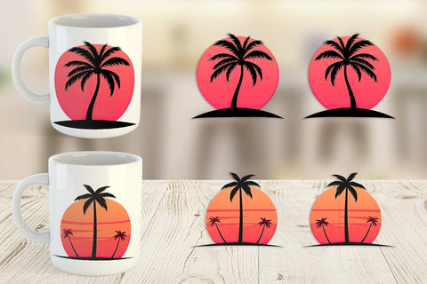 Mug Wrap Sunset Palm Tree Sublimation artnoy 