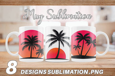 Mug Wrap Sunset Palm Tree Sublimation artnoy 