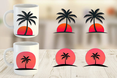Mug Wrap Sunset Palm Tree Sublimation artnoy 
