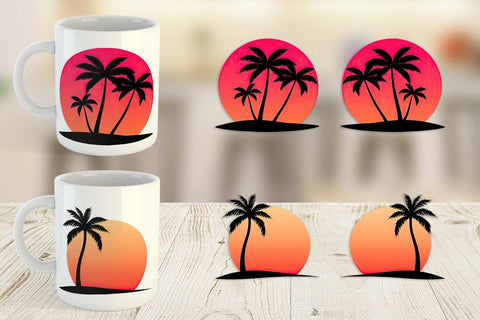 Mug Wrap Sunset Palm Tree Sublimation artnoy 
