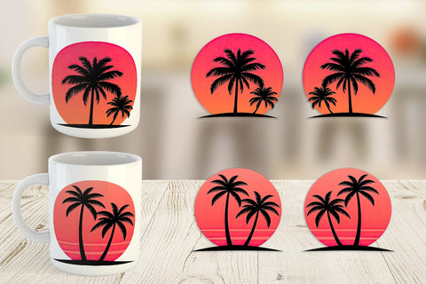 Mug Wrap Sunset Palm Tree Sublimation artnoy 