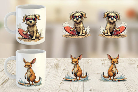 Mug Wrap Surf Scream Critters Sublimation artnoy 