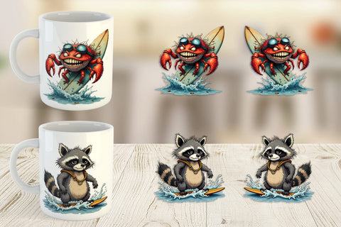 Mug Wrap Surf Scream Critters Sublimation artnoy 