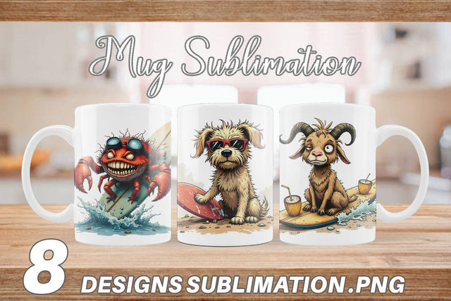 Mug Wrap Surf Scream Critters Sublimation artnoy 