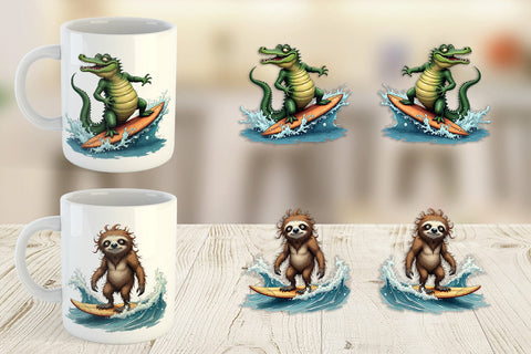 Mug Wrap Surf Scream Critters Sublimation artnoy 