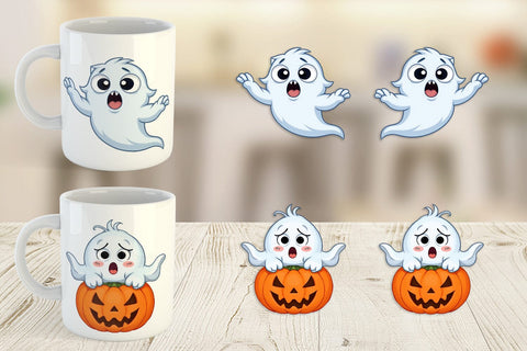 Mug Wrap Surprised Ghosts Sublimation artnoy 
