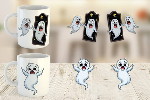 Mug Wrap Surprised Ghosts Sublimation artnoy 