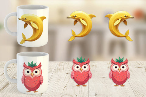 Mug Wrap Surreal Fruit Animals Sublimation artnoy 