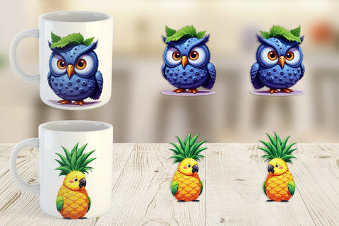 Mug Wrap Surreal Fruit Animals Sublimation artnoy 
