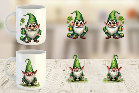 Mug Wrap Surreal Shamrock Grunge St. Patrick's Trashcore Gnome Sublimation artnoy 