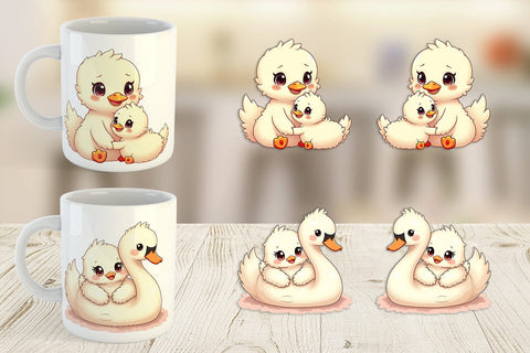 Mug Wrap Swan Mother's Day Sublimation artnoy 