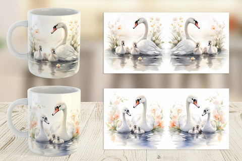 Mug Wrap Swans Mother Day Sublimation artnoy 