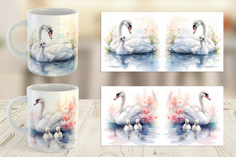 Mug Wrap Swans Mother Day Sublimation artnoy 