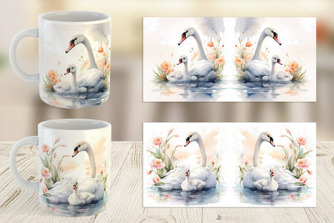 Mug Wrap Swans Mother Day Sublimation artnoy 